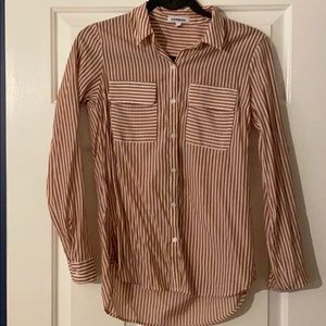 Red and white button down